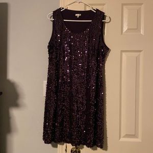Dark Purple Sequin Tank Dress